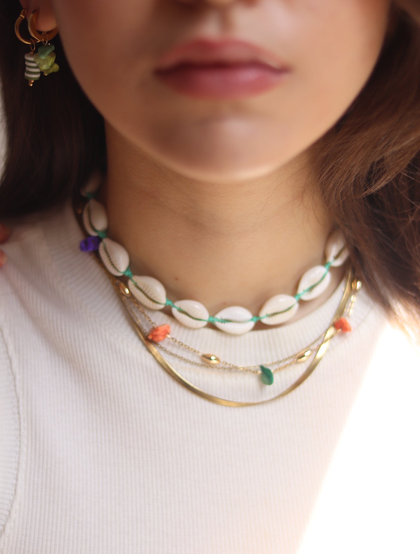 COLLIER SHELL - VERT TURQUOISE