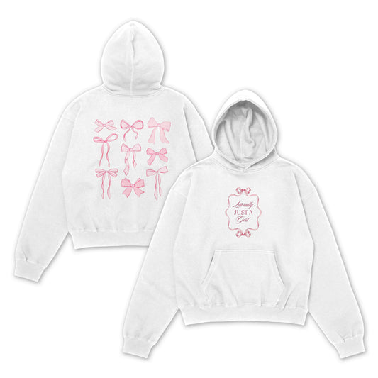 LITERALLY JUST A GIRL HOODIE - white | pink