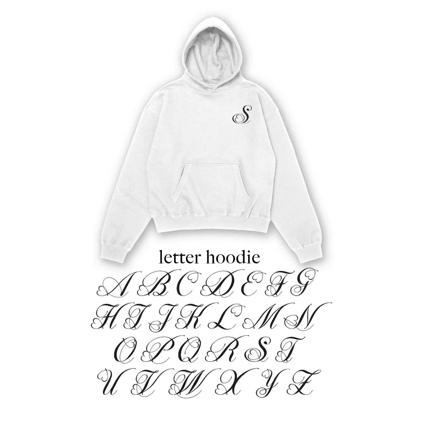 LETTER HOODIE - white | black