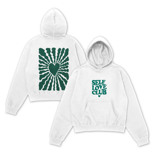 SELF LOVE CLUB HOODIE - white | green